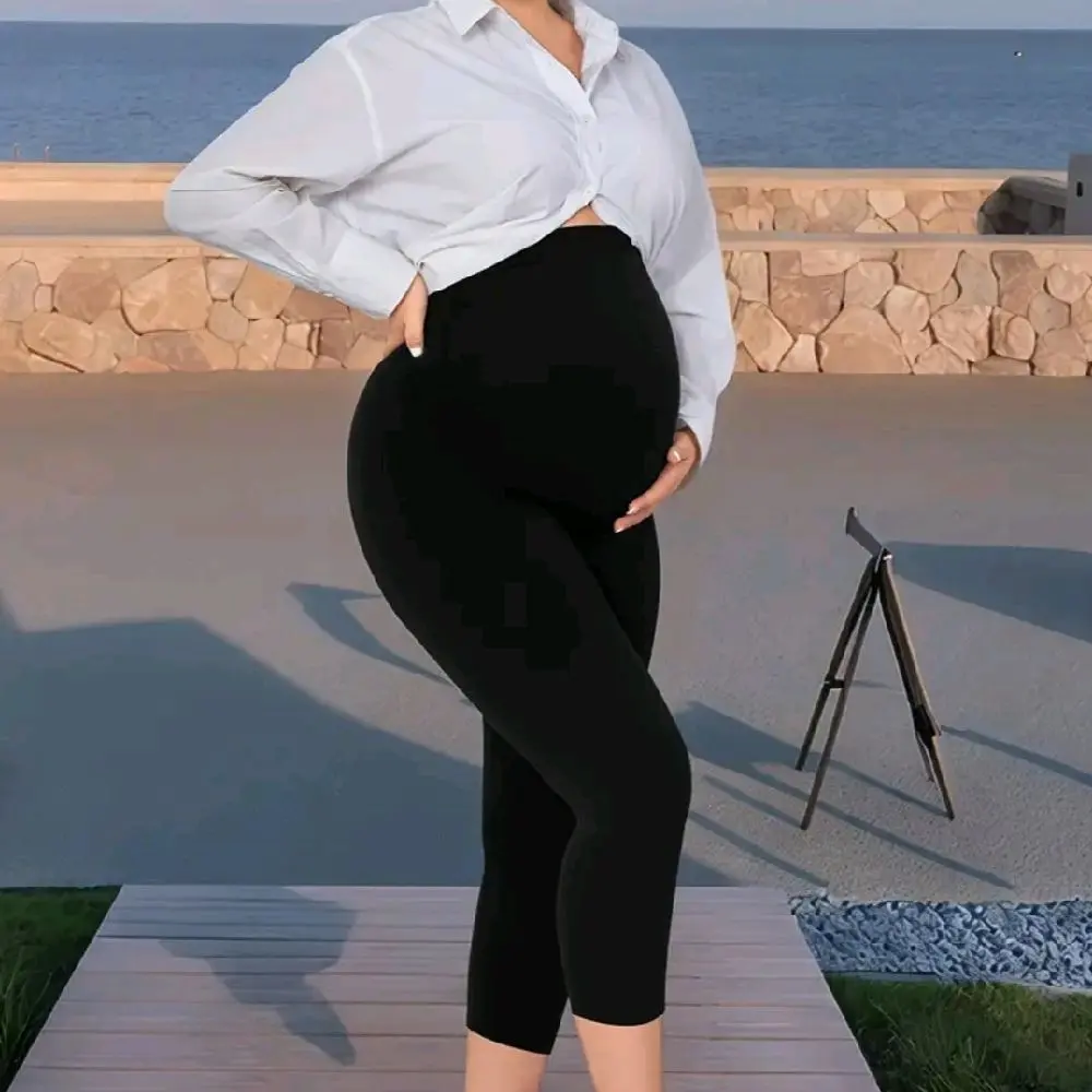 Comfortable Pregnancy Leggings Stretchy Moisture-Wicking High-Waist Maternity Pants with Built-in Belly Band Full Coverage Support for All-Day Comfort Ideal for Prenatal Yoga Everyday & Formal Wear