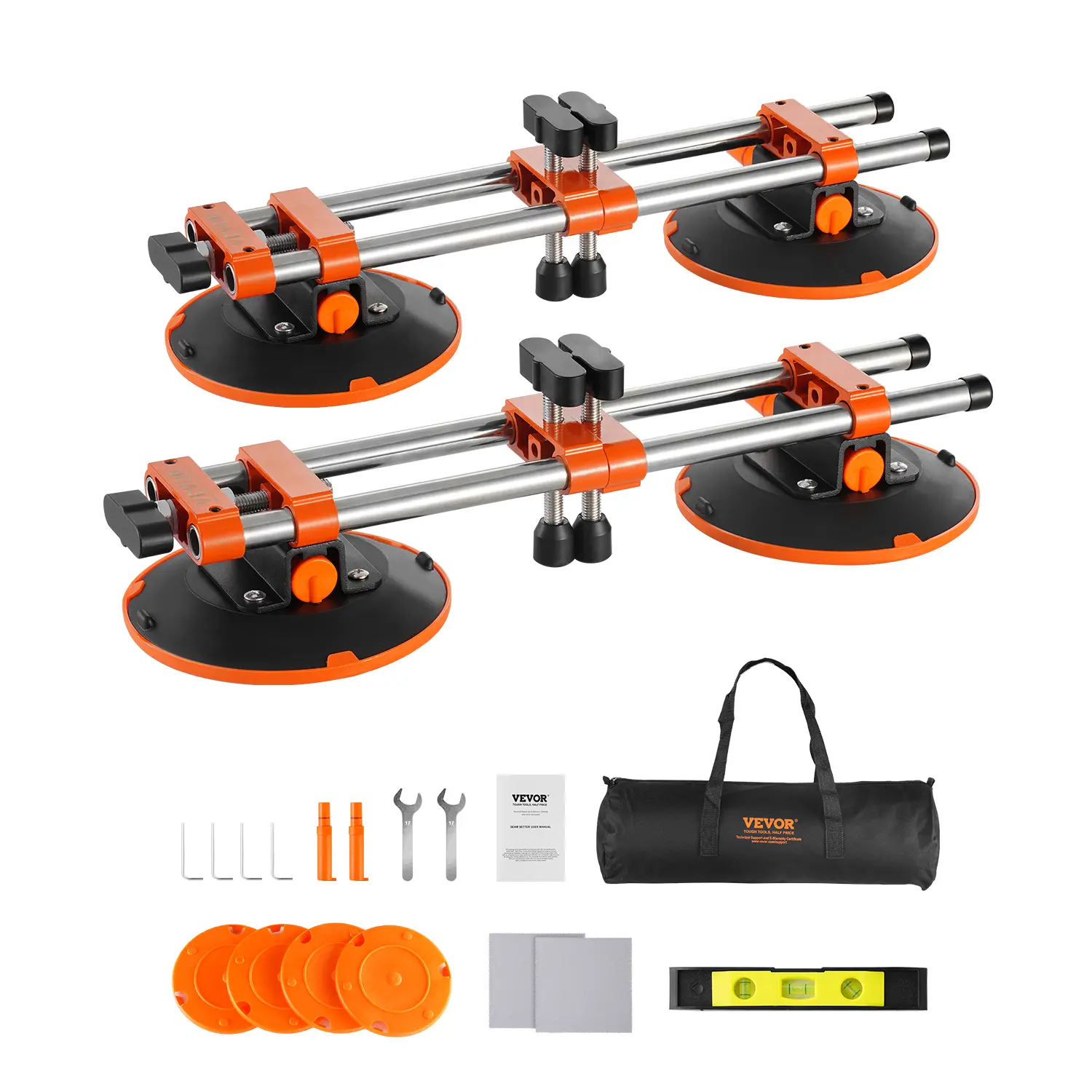 【Summerfinds】VEVOR Seamless Seam Setter 2 PacksGranite Seam Setter with 6 in Vacuum Suction Cups & Tool BagSeam Joiner for Seam Joining & LevelingCountertop Installation Tool for Tile Stone Marble Slab