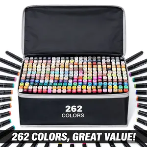 KIDGENIUS Dual-Tip Alcohol Marker Set, 120/168/262 Vibrant Colors, Durable Art Pens for Fine Detailing & Full-Page Coloring, Premium Easter Gifts for Kids, Students and Adults Colorful Art Supplies Art Stickers Hand Painting Set Canvas Art Handcraft