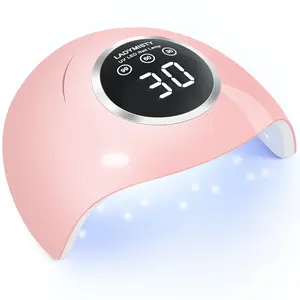 LadyMisty 72W UV LED Nail Lamp Light Dryer with 18 Beads, 3 Timer Setting & LCD Touch Display Screen - White/Pink Nail Art Polish