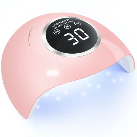 LadyMisty 72W UV LED Nail Lamp Light Dryer with 18 Beads, 3 Timer Setting & LCD Touch Display Screen - White/Pink Nail Art Polish