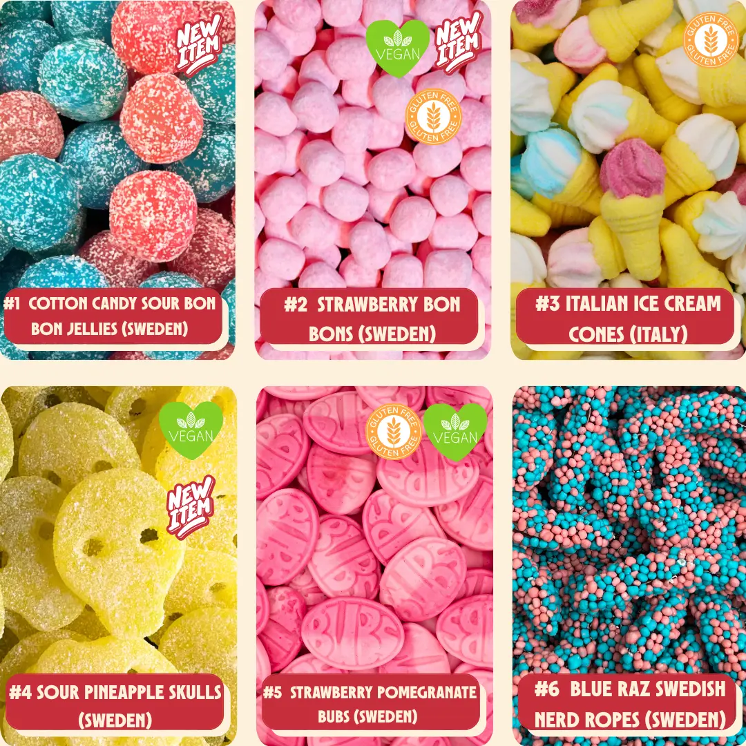 Stock Boy Build-A-Bag - 1LB - European Candy Mix with Sour Gummy Worms & Bonbon - Live Packaging Available on TikTok - Sweden Origin Gummy Candy Mixes