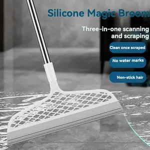 1PC Silicone Broom for Floor Cleaning Multipurpose Wet Dry Scraper Glass Window Bathroom Squeegee Mop with Handle Home Use Home Cleaning Products Multifunction Magic Broom