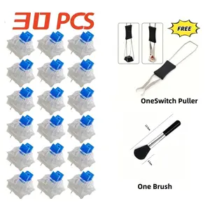 30/50/90 Pcs Keyboard Switches, 3-Pin Clicky Tactile Mechanical Keyboards, Complete DIY Replacement Kit with Puller & Brush