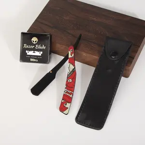 Men's Razor Set, 1 Count Stainless Steel Razor Holder & 1 Count Storage Case & 1 Box Blade, Professional Manual Shaver Face Shaving Hair Shaving Tool for Salon & Barber Shop