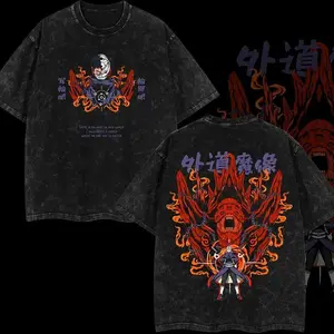 Uchiha Obito Vintage Unisex Oversize Anime Manga Acid Washed Lightweight Cotton T-shirt, Anime Merch, Gift For Anime Fan, Weeaboo  men's t shirts