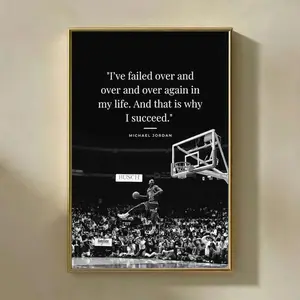 [No Frame] Michael Jordan Poster Motivational Quote Wall Art, Black and White Basketball Print, Teen Boy Room Sports Gift