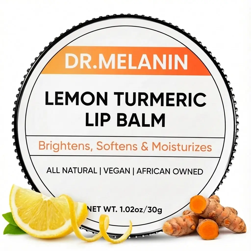 Dr. Melanin Lemon Turmeric Lip Balm - Lip Moisturizer, Lip Brightening Balm, Lip Treatment, Lip Repair, Moisture, Hydrating