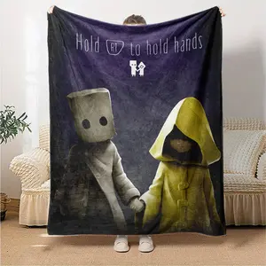 Little Nightmares Game Theme Printed Plush Blanket, Soft and Comfortable for All Seasons, Suitable for Bedroom, Bed, Sofa, Nap, Warm Blanket, Home Blanket, Home Decor, Holiday Birthday Gift, Christmas Gift TTWW0772