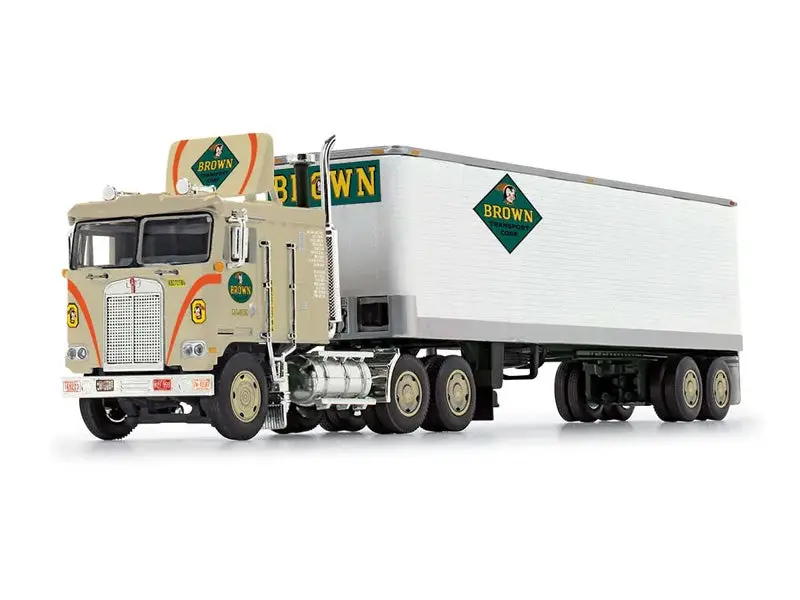 Kenworth K100 COE Flat Top w/ Air Foil & 40' Vintage Trailer (Fallen Flag #48: Brown Transport Corp.) Diecast 1:64 Scale Model - DCP 60-1613