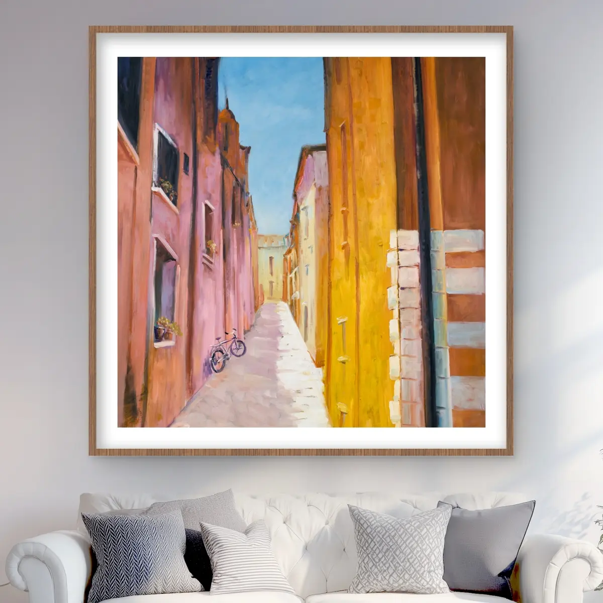 Begin Home Decor C1FM4848I0WV2U 48 x 48 in. Colorful Houses in the Streets of Collioure - Framed Print Wall Art