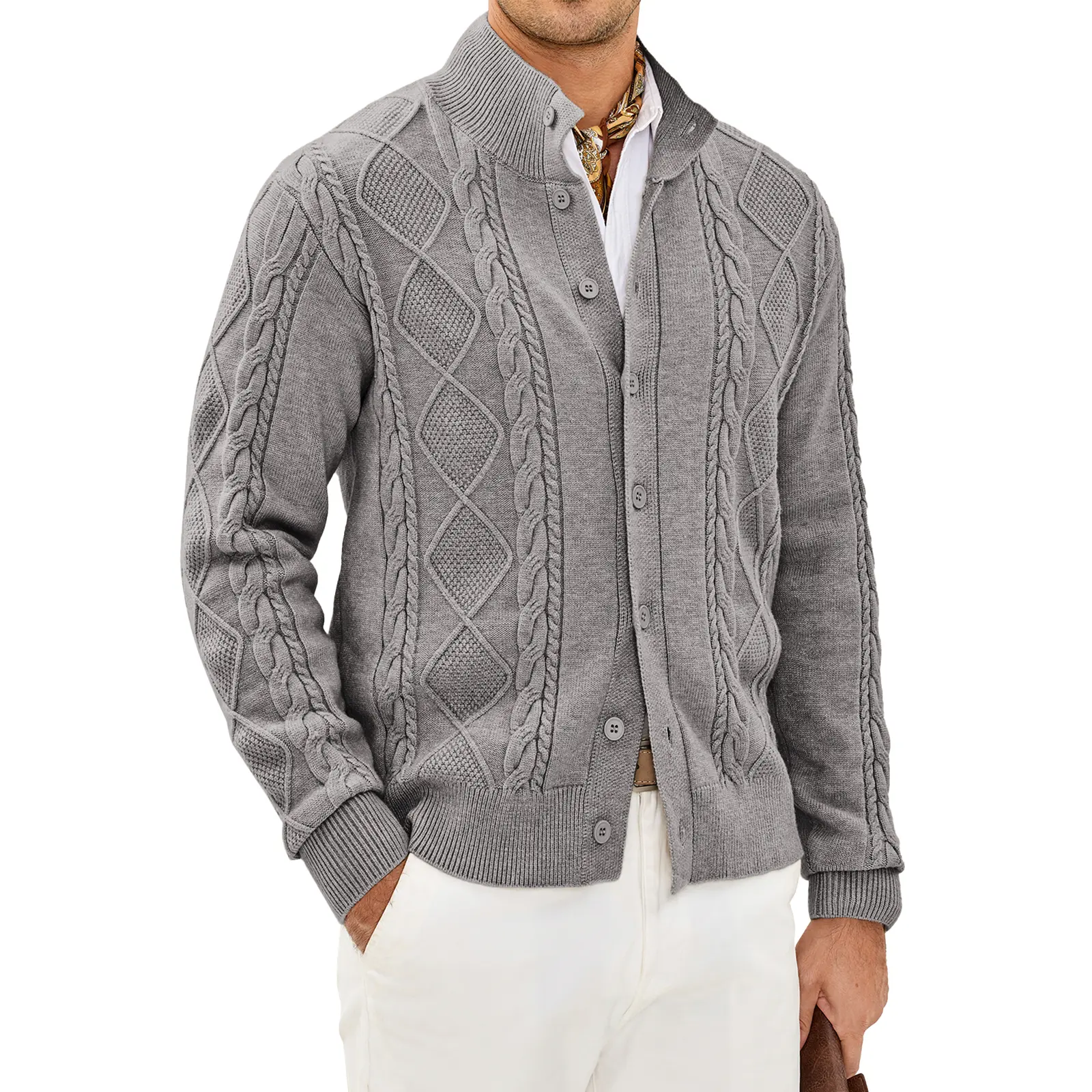 JMIERR Men's Casual Cable Knit Cardigan - Warm & Stylish for Winter