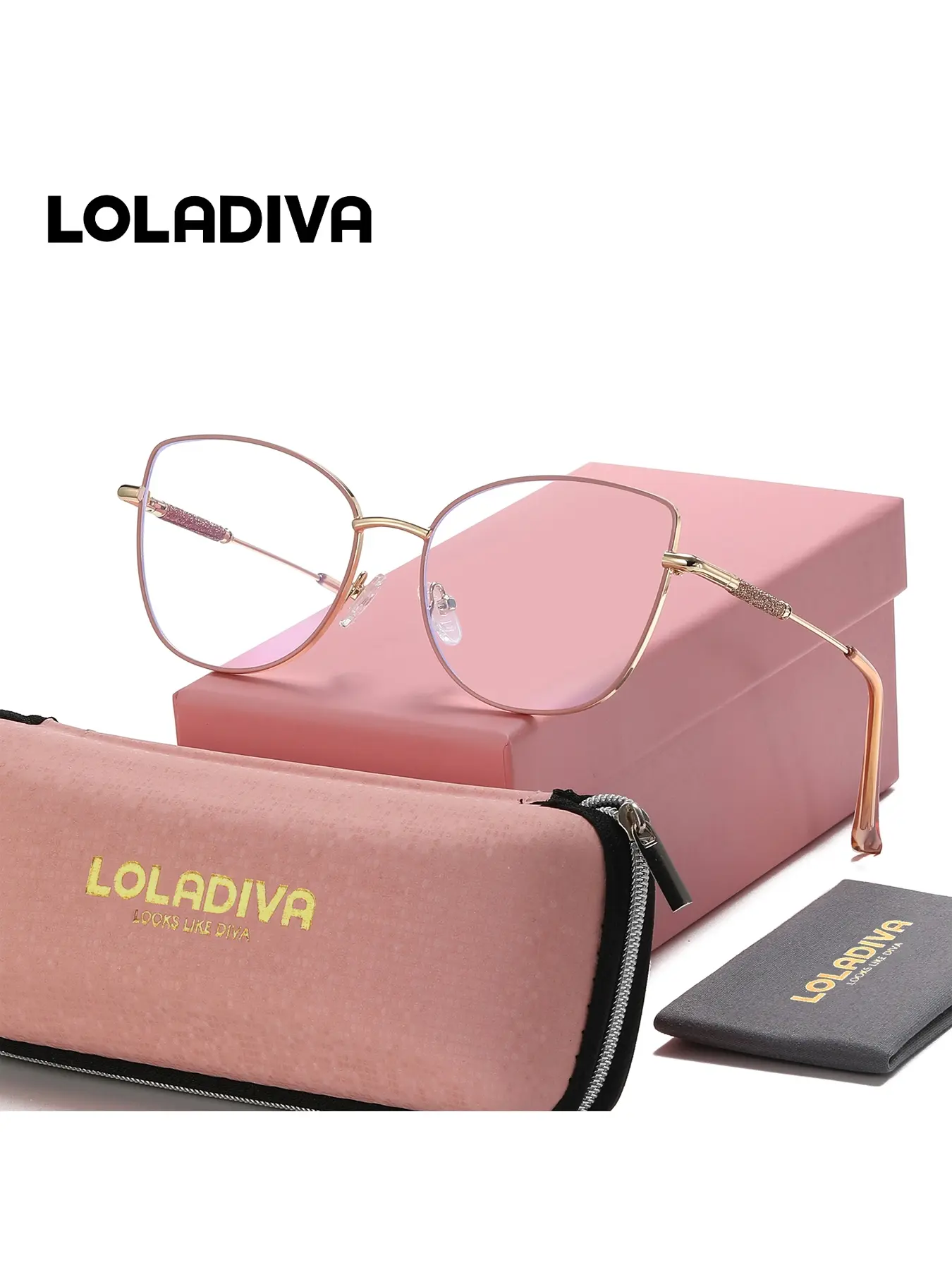 LOLADIVA Unisex Ultimate Simplicity Full Frame Plano Glasses Redefining Daily Life Cat Eye Frame Plano Glasses