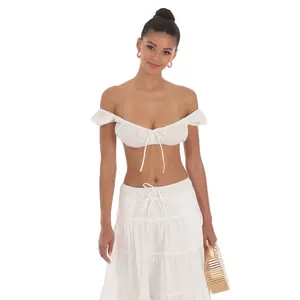 Off Shoulder Crop Top in White