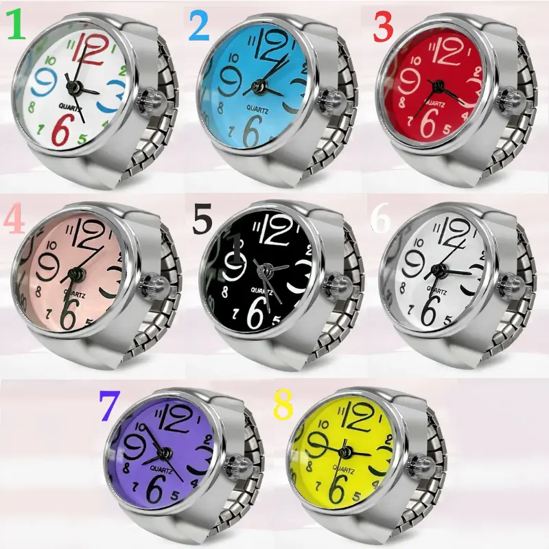 Quartz Creative Circular Dial Alloy Shell Adjustable Analog Watch Ring (Size 6-10)