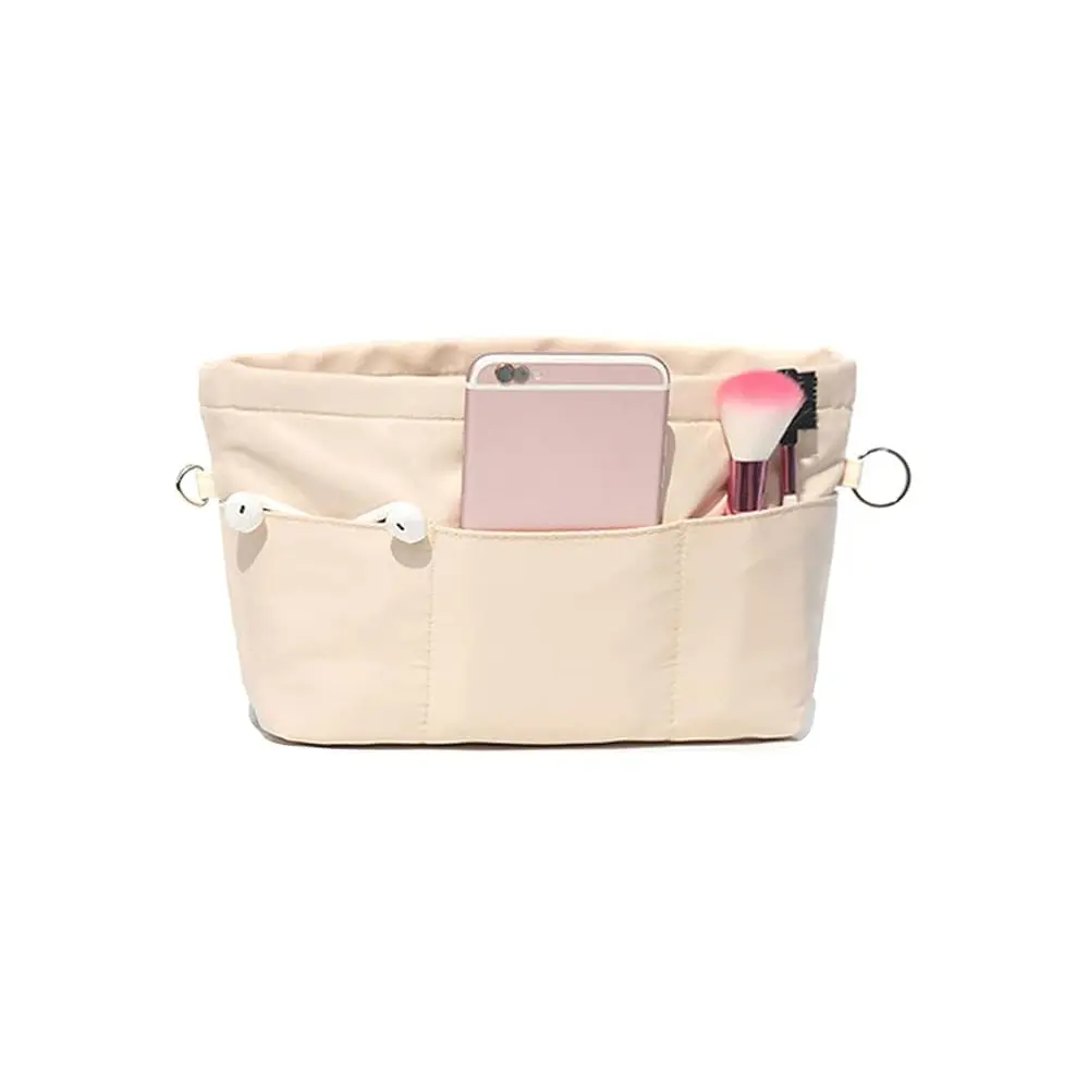 Unisex Rectangle Purse Insert Organizer, Soft Nylon Handbag Liner with Secure Zipper, Multi-Pocket Lightweight Tote Shaper, XS, Zipper Bag, Secure Zips, Travel Organizers, 8.46 X 3.15 X 5.9 Inches, Durable