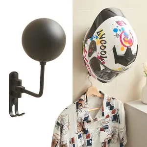 Stand-up motorcycle helmet rack, wall-mounted design, can be rotated 180 degrees, with 2 hooks, suitable for motorcycle accessories such as jackets, hats, football, baseball and helmets