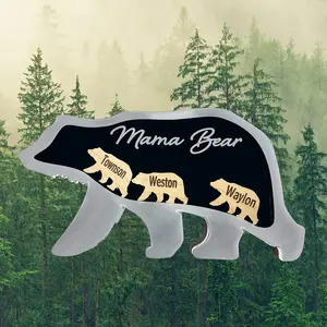 Mama Bear Magnet with Bear Cubs Personalized Names Custom Keepsake Gift for Mom, Bear Cubs Drop In Add More in the Future