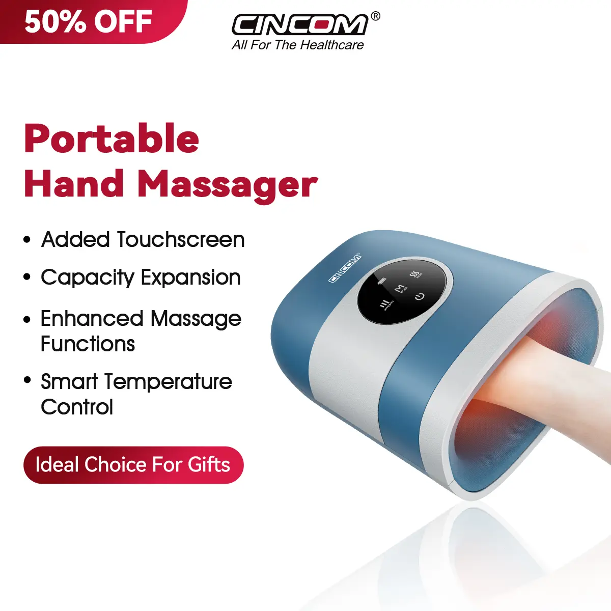CINCOM Upgraded Hand Massager, Cordless Finger Soother with Customizable Settings, Rechargeable with Comfort Warmth, Provides Ultimate Relaxation, Wonderful Gift for Black Friday, Thanksgiving, Christmas, Birthdays & More,dorm essentials