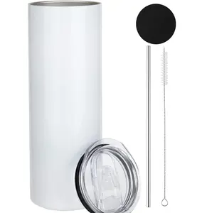 A-SUB 20 OZ Sublimation Tumbler with Black Coaster Cover Stainless Steel Portable Reusable Cup for Sublimation Papers & Beach Use