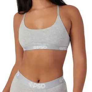 PSD Women's Athletic Grey Scoop Bralette - Premium Modal Fabric Bralette with Adjustable Straps, Soft Comfortable and Cute Womenswear
