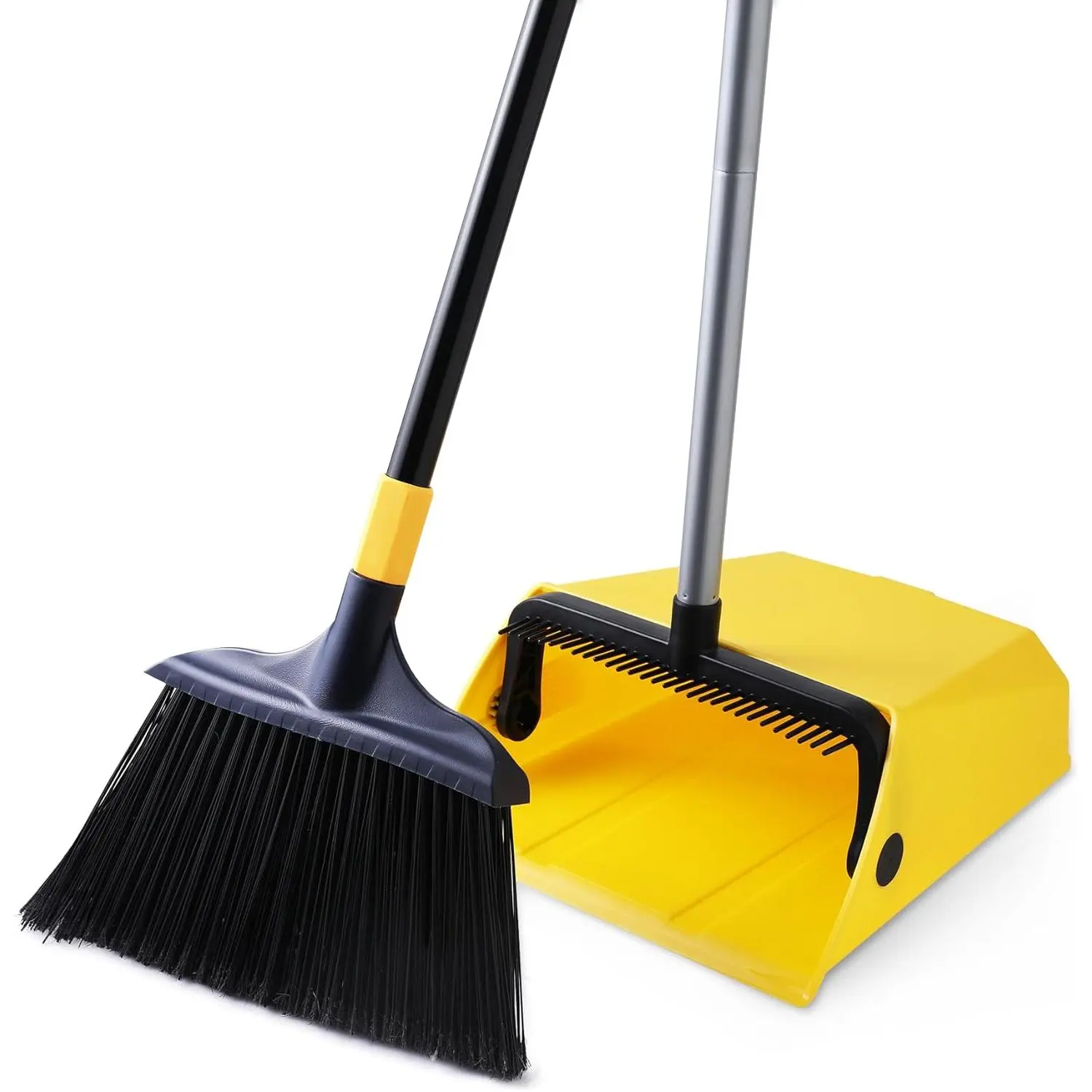Commercial Broom and Dustpan Set with Comb Commercial Outdoor Indoor for Courtyard Garage Lobby Mall Market Floor Home Kitchen Room Office  Rubbish