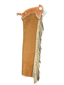 R Bar K/Custom Made Leather Youth Chaps/Size 14/16 Leather Show Chaps/ Rough Out Buckskin Chaps