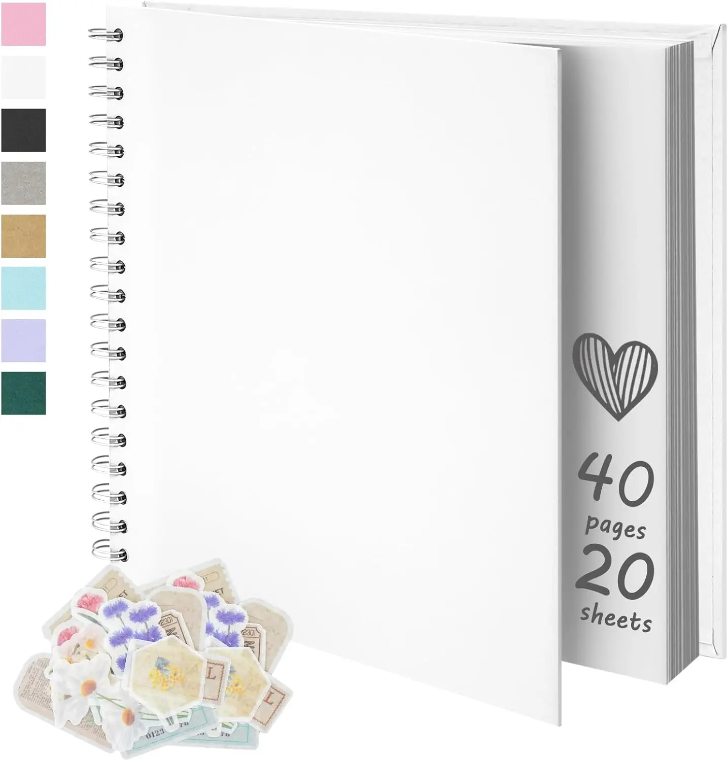 DIY Scrapbook Album - 8x8 in Hardcover Photo Album, 360° Rotatable Spiral Binding, 40 Blank Pages Modern Memory Book for Weddings, Anniversaries (All Ages)