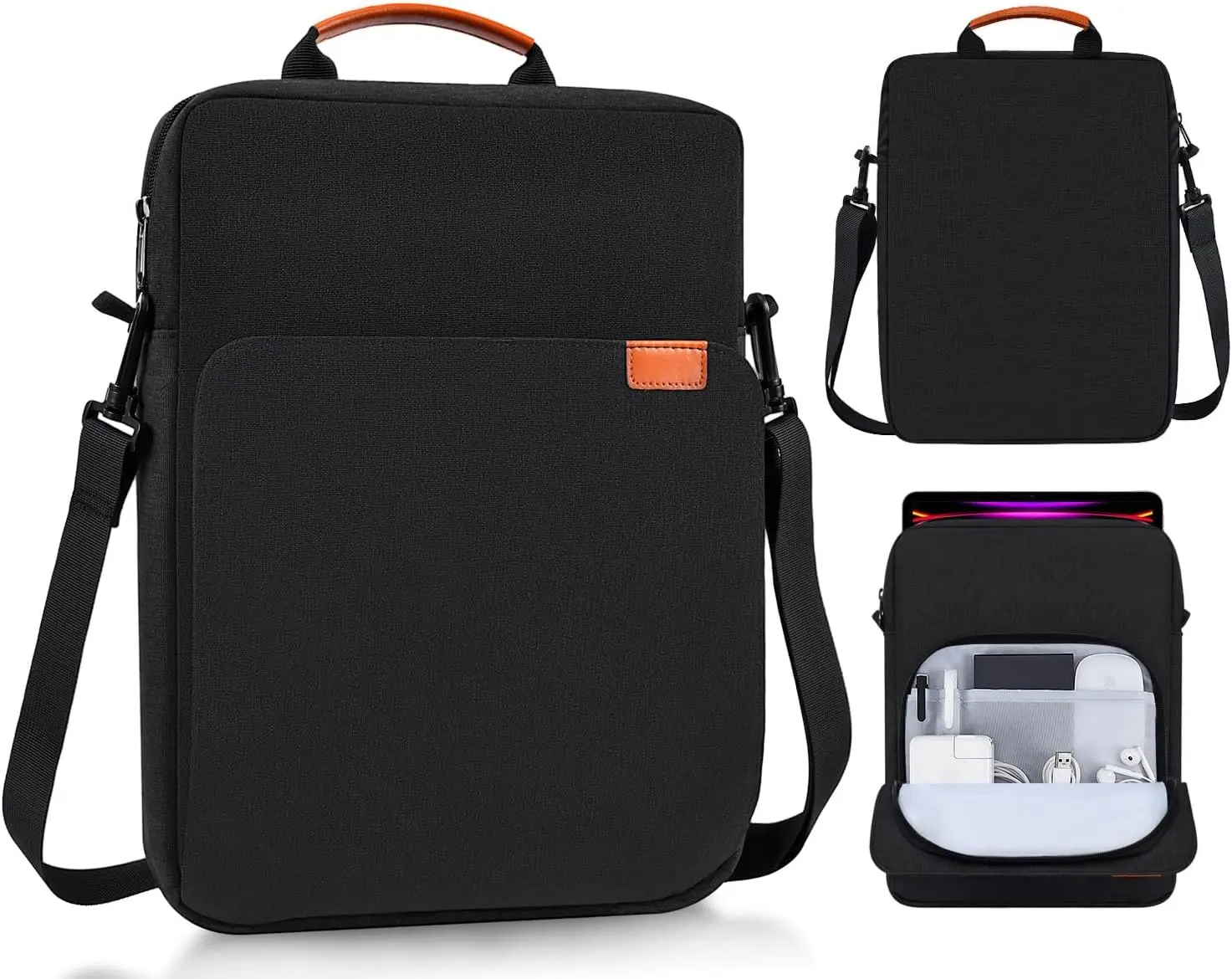 13 Inch Laptop  Bag Carrying Case for Macbook Air 13" M4 M3 M2 A3420 A3113/ MacBook Pro 14 M4 M3 M2 M1/ 13" iPad Pro M4/ iPad Air M3 M2 2025, Vertical Laptop Sleeve Handbag, Black