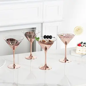 Copper Martini Glass, Elegant Cocktail Party, Wedding, or Anniversary Dinner Drinking Stemware, Set of 4