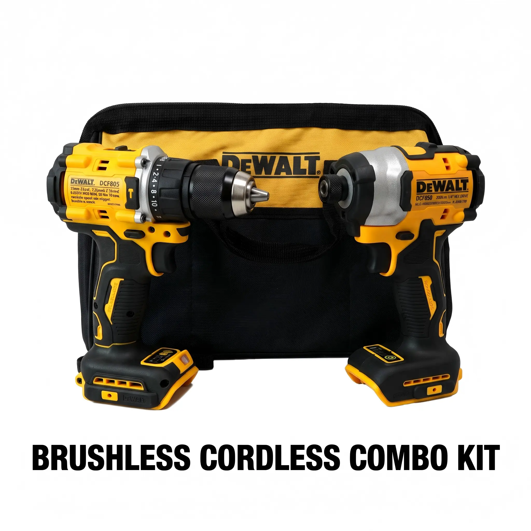 DEWALT DCF805-DCF850 Cordless Combo Kit - Heavy Duty Electronic Impact Driver & Power Drill with Detachable Tire Tool for Mechanic Industrial Repair, Construction Job Site Metal Surfaces Tasks