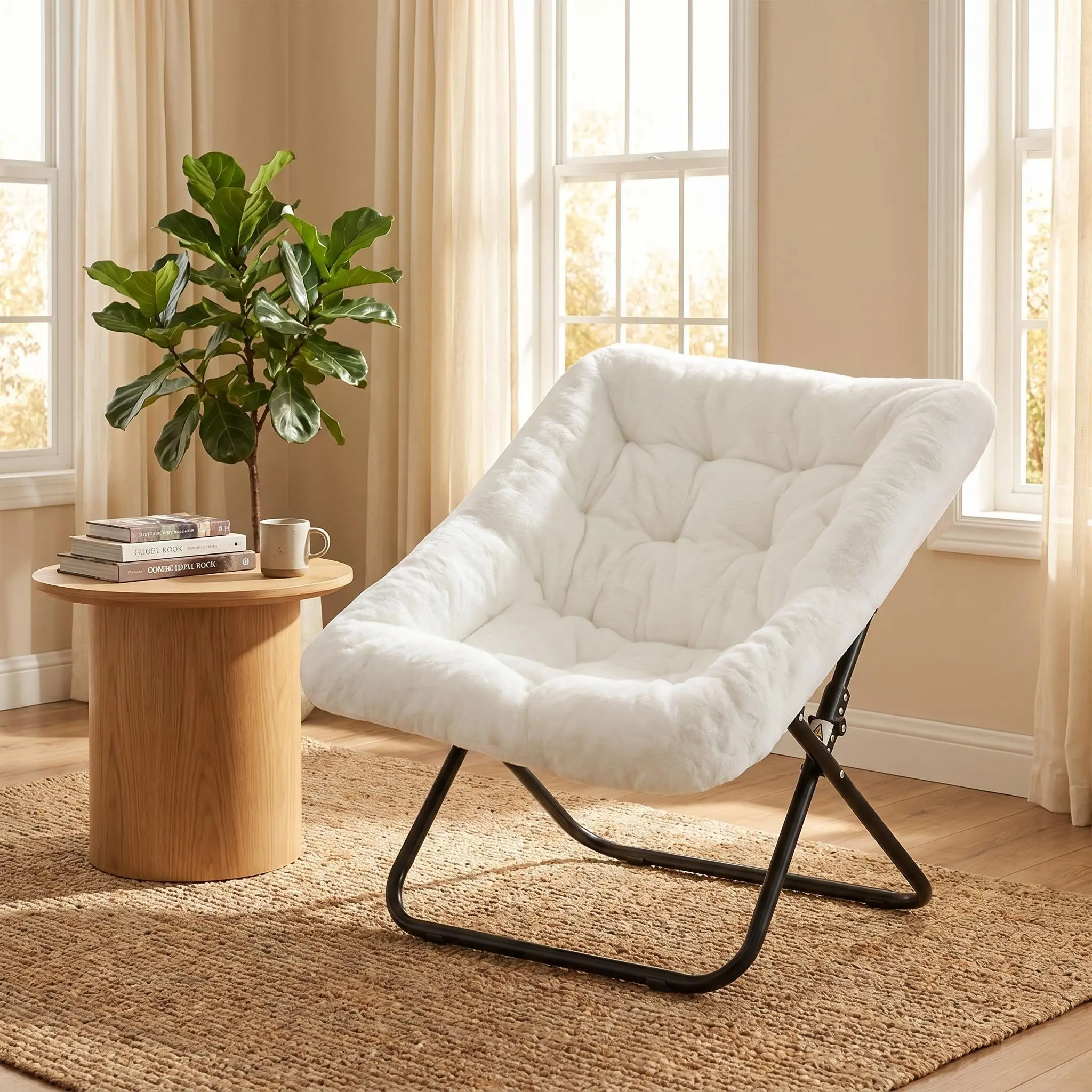 Comfy Chair for Adults, Foldable Living Room Chair, Soft Faux Fur Lounge for Bedroom Dorm Rooms, Comfortable Reading Chairs for Teens, X-Large