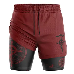 2025 Edward Elric Fullmetal Alchemist 2-in-1 Performance Shorts, Gym Workout Printed Sports, Jogging Pants, Fitness Workout Track Shorts Clothes, Perfect Gift