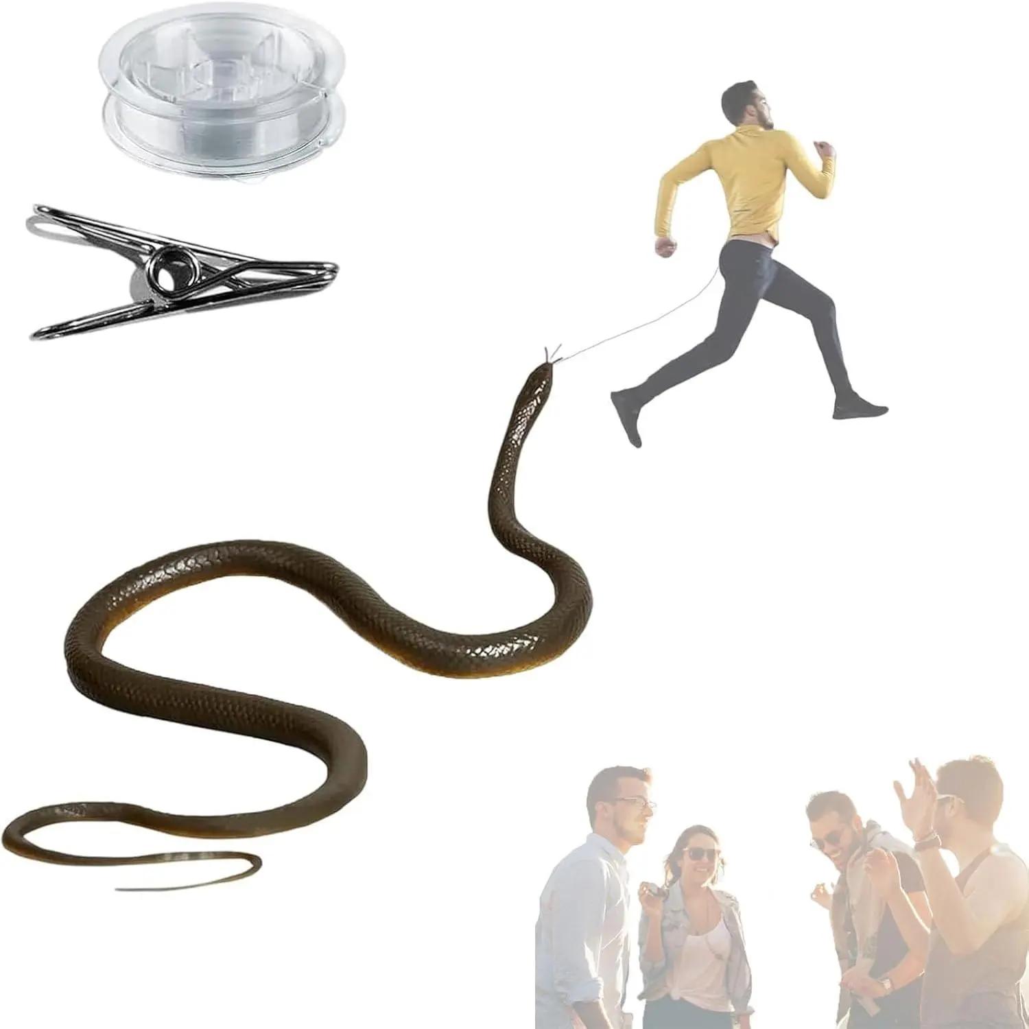 Snake Prank with String Clip,Golf Snake Prank,Clip On Snake Prank,Rubber Snake,Snake Prank with String,Prank Snake Toy,Realistic Rubber Snake P-Rank Toy,Snake Toy (1.2m)