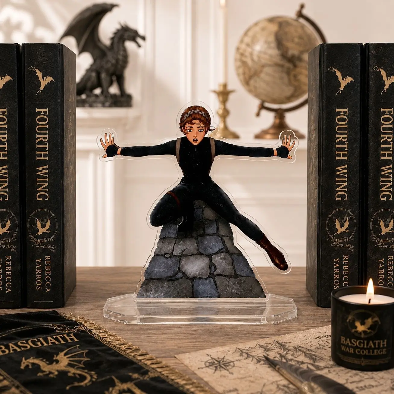 Violet Parapet Bookend Standee – Fourth Wing Dragon Rider Bookshelf Decor, Fantasy Romance Book Nook, Empyrean Reader Gift
