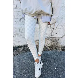 Gray Checkered Waist Skinny Leggings