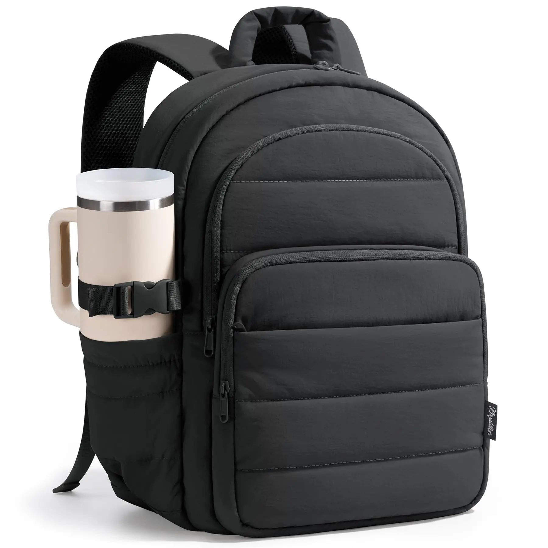(Auction)Bagstellar Quilted Travel Backpack for Women - Waterproof College Backpack with 15.6” Sleeve Laptop Compartment, Double Zipper, Giant Tumbler Holder for Nurse Work Office Daily Use