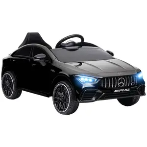 Electric Car for Kids, Children Ride on Toy Gift for Christmas Day Birthday,AMG CLA 45 Licensed 12V Kids Electric Car, Battery Powered Ride on Car with Remote Control, Transport Wheels, Spring Suspension, LED Lights, Music Horn, Black