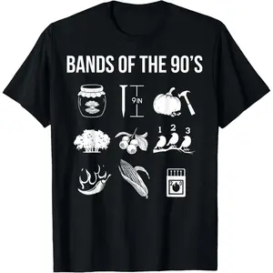 100% Cotton Retro 1990s Bands - Music - 90s Music Lover T-Shirt