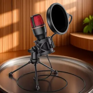 RGB Condenser Microphone, Smart Noise Cancelling Live Recording Equipment, Professional Recording Microphone for Streaming, Meeting, Teaching
