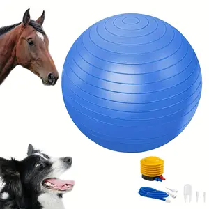 Heavy-Duty Blue Herding Ball for Horses & Dogs - Anti-Burst, Easy-Grip Training Soccer Toy with Hand Pump Kit