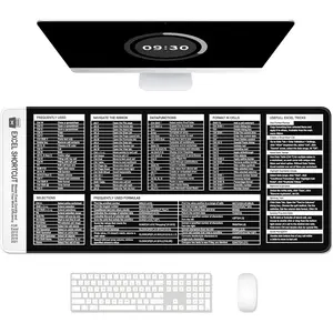 Auhoahsil Excel Shortcut pad, Large Excel Heat Sheet Desktop pad, XXL Extended Computer Mousepad, Office Desk Mat for Laptop and Keyboard, KonSlip Rubber, Stilched Edges, 35.4 x"
