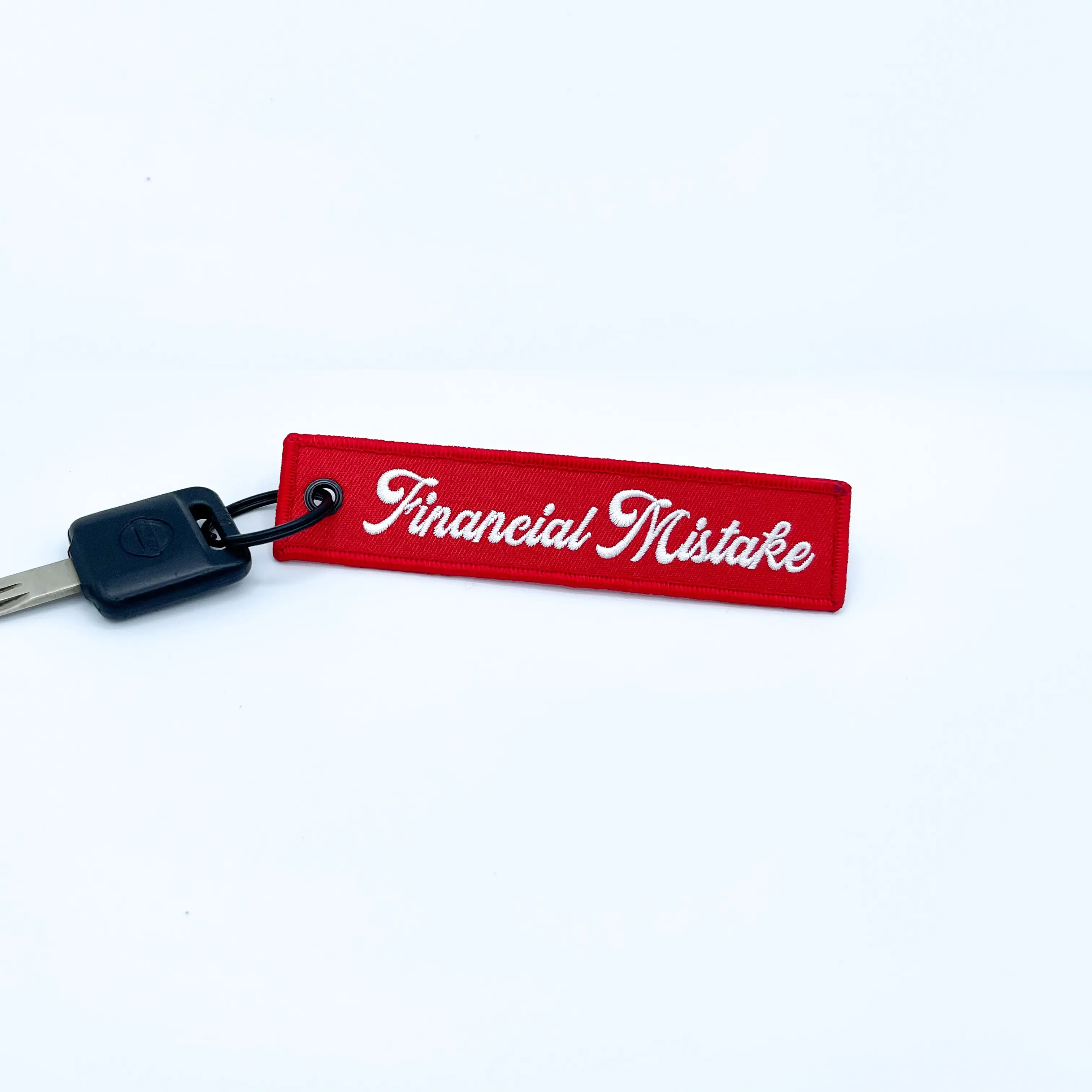 Financial Mistake Jet Tag Keychain | Red | JDM Meme Funny Racing Muscle Drift Car Truck Key Motorcycle Bike