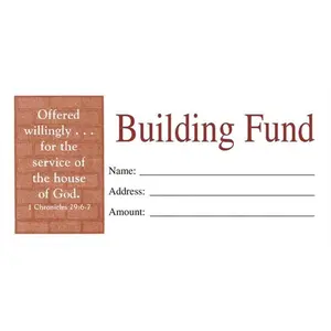 212 MAIN Broadman Holman Building Fund Offering Envelopes, 3x6.25" Long Open-Top Postal Supplies, Gummed Flap, Scripture Print