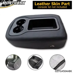 CROSSDESIGN Leather Console Armrest Jump Seat Cover Fit For 07-13 Silverado Tahoe Sierra