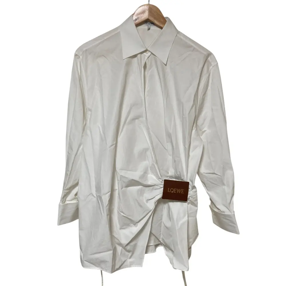 Pre-owned Loewe Cotton Small Leather Goods Draped Shirt Leather Shirt