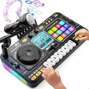 Bluetooth DJ Mixer Toy for Kids with Colorful Lights, Sound Effects & Music Fun Toys for 3-6 Years Old Boys Girls Portable Voice Amplifier Audio Amplifier Set