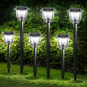 6 Pack Solar Lights for Outside Garden Pathway Lights Outdoor Waterproof Bright Lights for Yard Decor Solar Powered Landscape Lighting for Walkways Driveway Sidewalk Patio Lawn (Cool White)