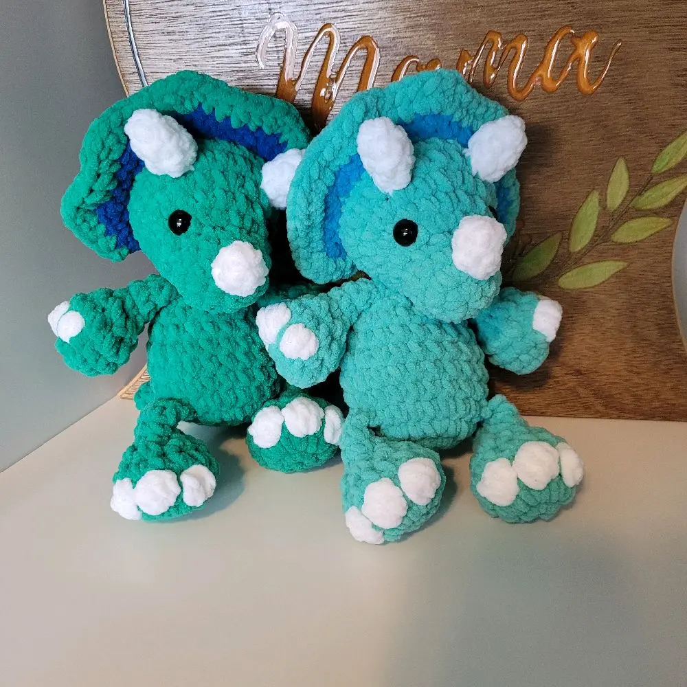 Crochet Baby Triceratops Plush Toy, Handmade