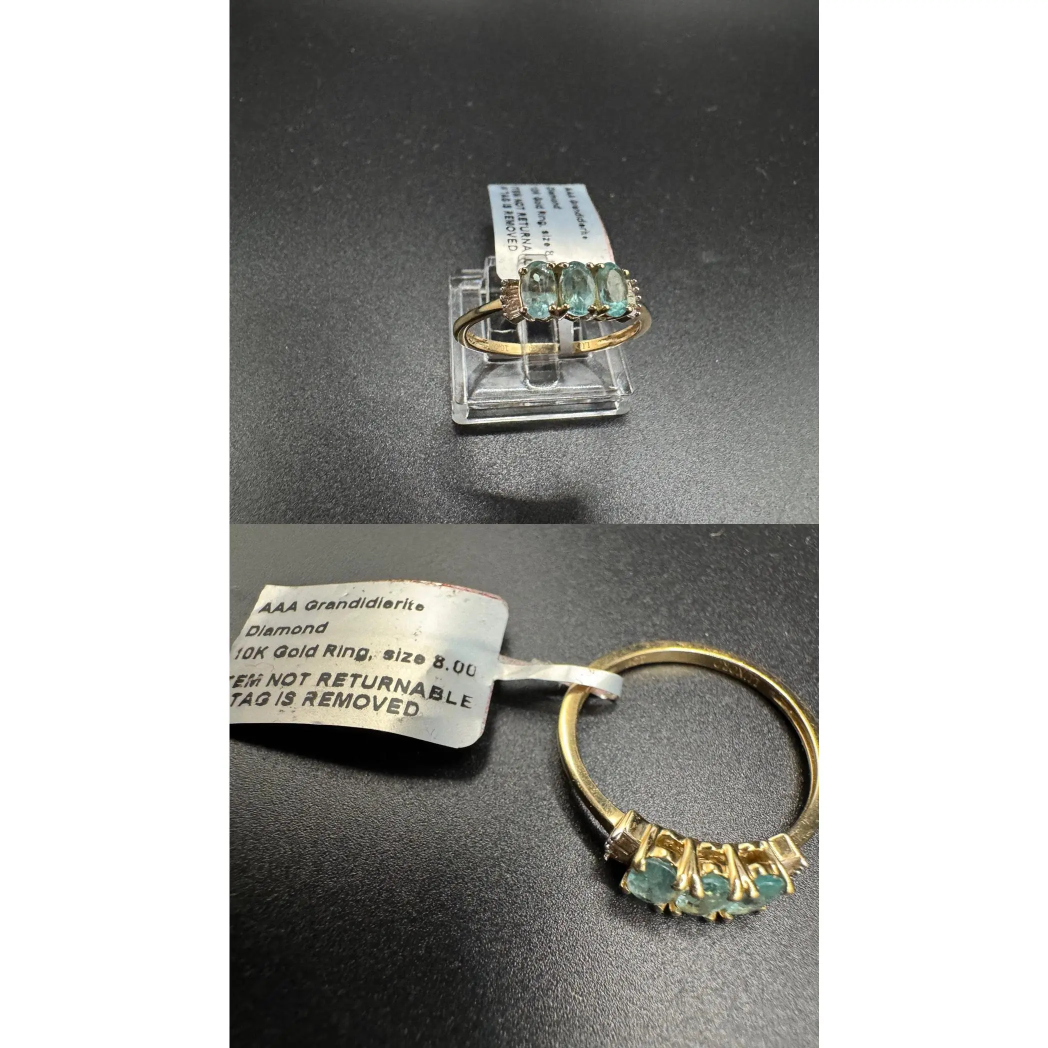 Anillo de Diamante natural con piedra Grandidierite 10k